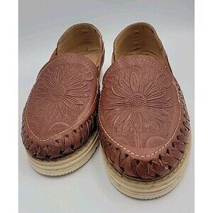 Huarache Leslys Genuine Leather Flats Sandals Made in Mexico Pre Owned Size 8